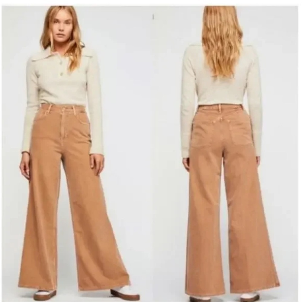 We The Free High-Rise Wide Leg Jeans in Camel